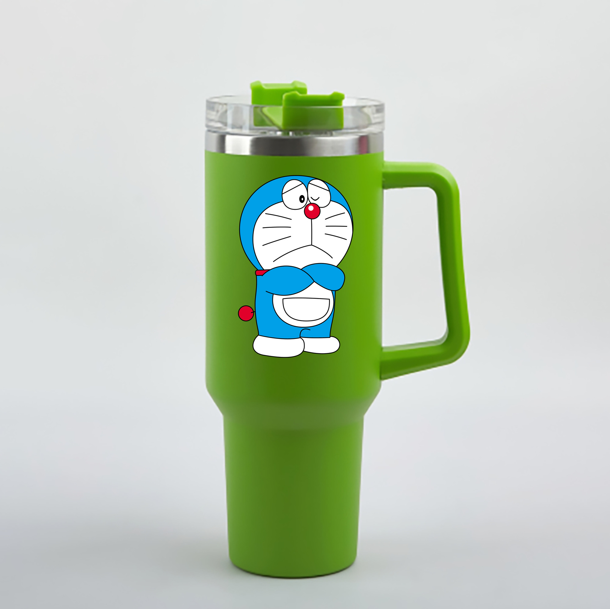 （画像用） ドラえもん Doraemon 1200mL車用タンブラー - クリスタルステッカー（プラスチックストロー付き）